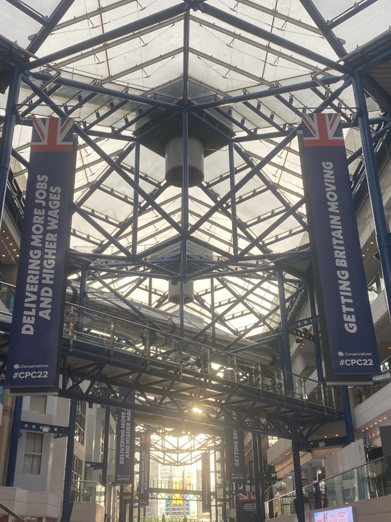 Picture of the central atrium at the Conservative party Conference, Birmingham, 2022