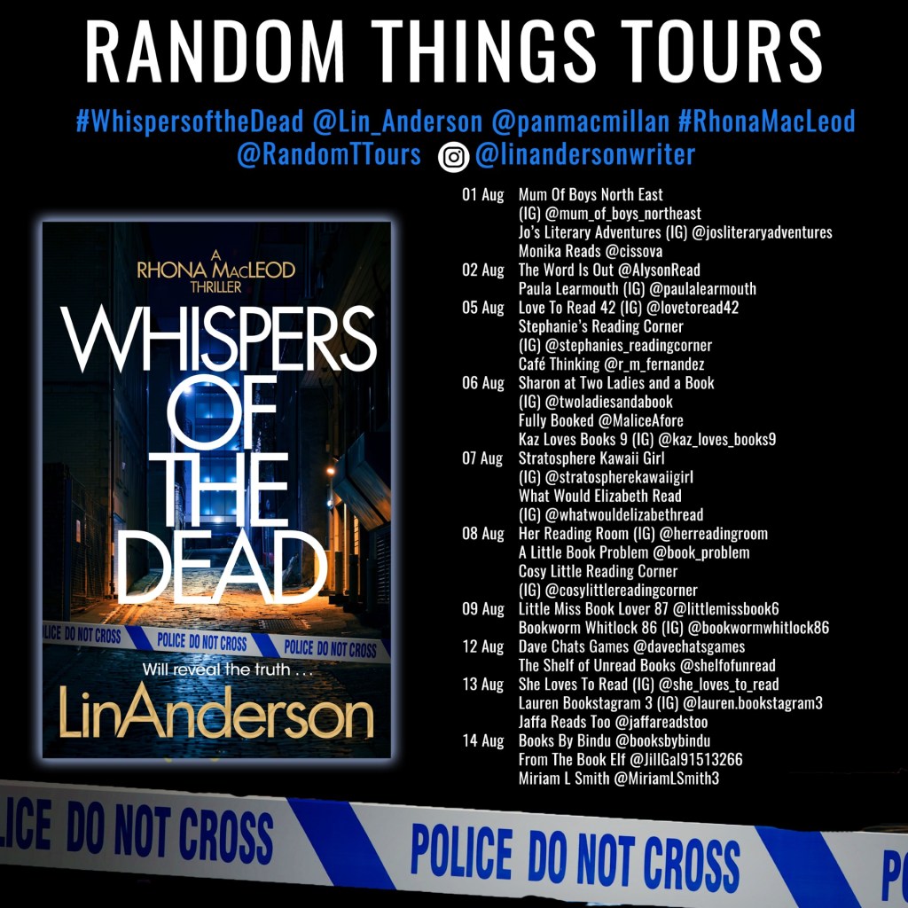 Blog tour poster for Whispers of the Dead by Lin Anderson