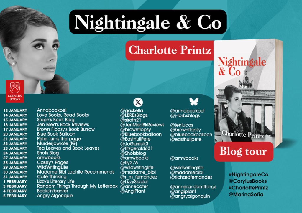 Blog tour poster for Nightingale & Co by Charlotte Printz tr Marina Sofia