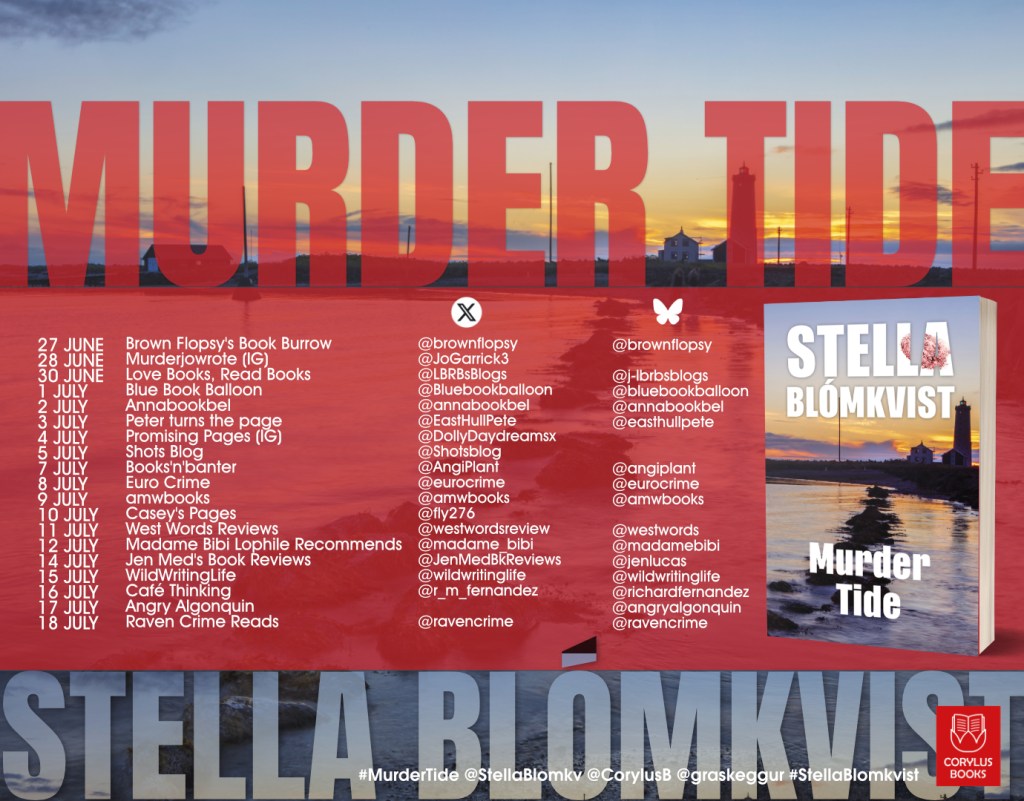 Blog tour poster for Murder Tide by Stella Blómkvist tr Quentin Bates