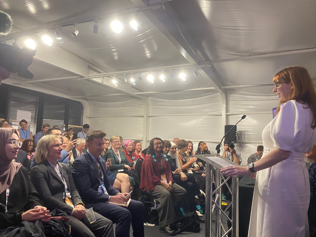 Angela Rayner addresses a fringe meeting at the 2026 Labour Party Conference